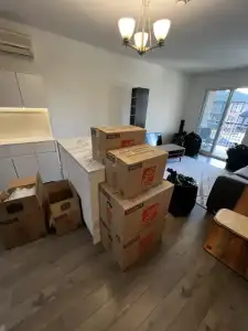 Packed moving boxes ready for transport