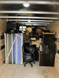 Household belongings safely loaded inside a moving truck